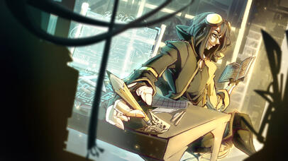 half-body + complex bg